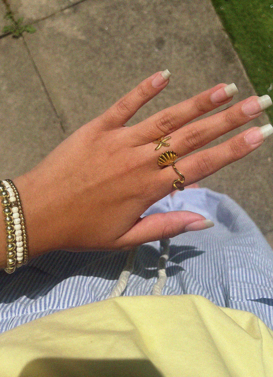 SHELL & STARFISH RING