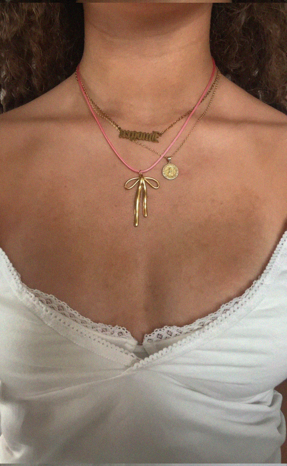CORAL RIBBON NECKLACE